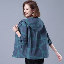 Momolatti 여성 후드 날염 쇼트 정장 트렌치코트렌치코트