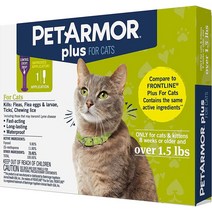 미국 PetArmor Plus 고양이 벼룩 진드기퇴치제 1회분 1.5파운드이상의 고양이, 1