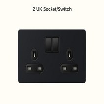 똑딱이 토글 스위치 Avoir 벽 조명 레트로 레버 전원 콘센트 블랙 스테인레스 스틸 C타입 충전기 포트 포함 EU 프랑스 표준 소켓, 16.146 듀얼 영국 소켓