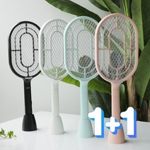 [1+1] 단미 충전식 전기 모기채 DA-MO02, 핑크 + 화이트