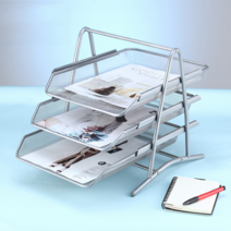 2단 3단 4단 서류정리함 문서보관함 [철제서류함] 책상서류함 서류꽂이, 3개, 철제3단서류함-실버