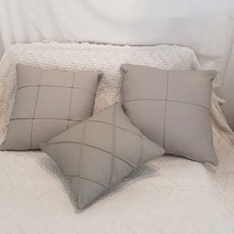 조브라운 대형 가죽 소재 디자인 쿠션 주문제작, 천연가죽_40x40, 쌍십자형, 연그레이