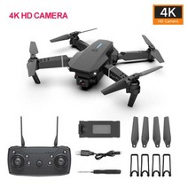 카메라 HD 4k UAV 항공 사진 듀얼 접이식 항공기 E88 원격 제어 고정 높이 쿼드콥터 장난감, Black 4K Single Cam