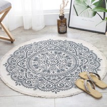 LIY514204북유럽풍 에스닉 린넨 러그 120cm 거실 원형카페트