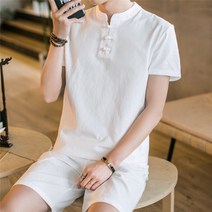 남자 여름 린넨 반팔 면마소재 투피스 개량 한복 세트 반바지 한벌