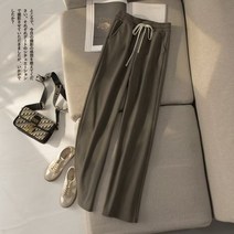 여성 봄가을 스트링 와이드 스트라이프 와이드 팬츠