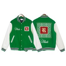 과잠 스타디움 자켓 패치워크 RHUDE 번개 베니어 디자인 로고 항공 바시티 야구 재킷