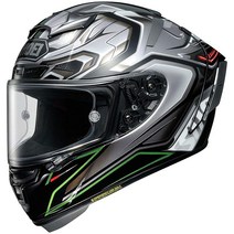 Shoei X-Fourteen Aerodyne 헬멧 (스몰) (골드/블랙), BLACK/GREY/GREEN