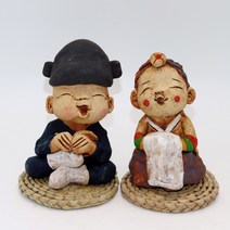 도자기 인형 전통 혼례 신랑 신부 토우 장식 소품 세트