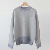 제니트 여성용 라운드넥 긴팔 루즈핏 에잇언발 니트