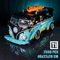 빈티지 폭스바겐 마이크로버스 T1 T2 캠핑카 블록 호환레고 고난이도 조립 블럭, 마이크로버스 2550 pcs