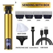 T9 USB 충전식 헤어 트리머 이발기 LCD 면도기, A4