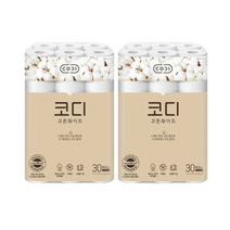 코디 코튼화이트 3겹 롤화장지 30m, 30롤, 2개