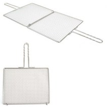 UMO327783캠핑용불판 초벌구이 스텐 겹석쇠 그릴 불판 석쇠 1p, 스텐 영업용 겹석쇠 대 47x35cm