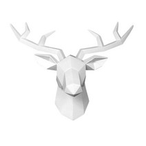 3d 사슴 머리 뿔 벽 마운트 아트 기하학 조각 홈 인테리어 아트 액세서리 농가 갤러리 거실을위한 벽 장식, 수지, 하얀