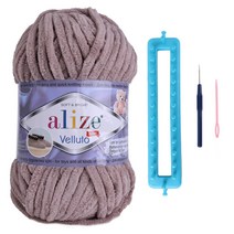 니팅룸 벨루토 목도리 DIY 세트, 530 다크베이지+니팅룸세트