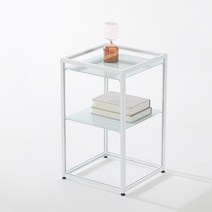 디아 DIY 미니 선반형 모듈가구 400 2단 침실 높은 협탁 LSJ002N, 실버S, 화이트, 실버S