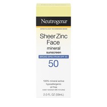뉴트로지나 Neutrogena 쉬어 징크 옥시드 드라이 터치 페이스 미네랄 선크림 SPF 50 논코메도제닉 & 논그리시 60ml, 2 Fl Oz (Pack of 1)