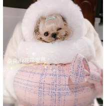 대형견 유모차 개모차 웨건 애완동물 고양이 개 캐리어 테디 요크 큰 모피 칼라 나들이 가슴 두꺼운 보온 액세서리, 3.White collar - Increase M