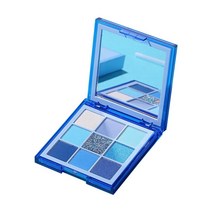 GHSHOP 9가지 색상 블렌더블 프레스드 프로 아이섀도우 팔레트 메이크업 고발색 선물, 40x40x5mm, 활석 분말, 블루