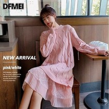 DFMEI 기모 도톰 원피스 가을 겨울 서양풍 루즈핏 롱 슬립 레깅스 스커트 겨울에 입을 겨울 스커트