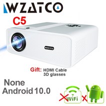 WZATCO-C5 LED 프로젝터 4K 스마트 안드로이드 와이파이 1920x1080P 홈 시어터 3D 미디어 비디오 플레이어 6D 키스톤 게임 비머, C5W