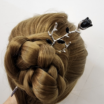 고딕 흑장미 비녀 실버 17.5cm