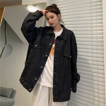 카라넥 빅사이즈 하라쥬크 무드 데님점퍼 여성 와일드자켓 상의 트렌드 눈길을 끄는 가을옷 3729982435