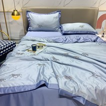 Apnoo 쿨스킨 선염시어서커 냉감이불+침대 시트+2개 베개커버 세트