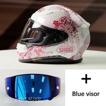 전체 얼굴 오토바이 헬멧 z7 흰색 벚꽃 tc-10 헬멧 타고 motocross 경주 motobike 헬멧 capacete, m, 블루 바이저