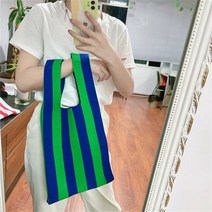 토트 미니 스트라이프 니트 토트 백 여성용 숄더백 패션 할로우 아웃 짠 쇼핑 지갑 레이디 크로스 바디 핸, 05 E
