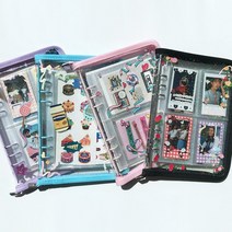 글리터 포카 다이어리 바인더 지퍼 커버 [6공 A5 폴라로이드 인생네컷 포토카드 육공 씰 스티커 보관 파일], 퍼플+4칸10매, 퍼플+4칸10매