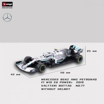 비행기프라모델 비행기모형 Bburago 1:43 2022 F1 메르세데스-AMG W13 #44 해밀턴 #63 러셀 포뮬러 레이싱 팀 다이캐스트 합금 자동차 모델 장난감 컬렉션 헬, 2019-W10-77