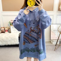 루나걸 래빗 나염 롱 후드