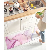 양드레 PVC주방매트 싱크대발매트, 핑크웨이브 L(45x150)