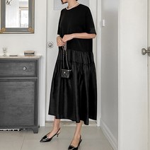 [조아맘] 실크 콤비 원피스