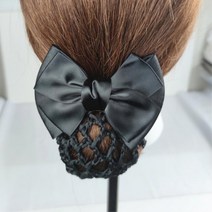 검정 리본위생머리망 면접 깔끔한 올림머리 자동 망탈부착 머리핀 결혼식