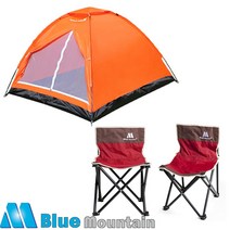JH+블루마운틴_돔텐트 BM-117(2~3인용)+등받이의자 2개_S/N:C0+209CDA ; 캠프메이트 단문형 메쉬 모기장 폴대조립 레져 비박 야영 휴대간편 CJN149C, 마켓초이쿠팡 본상품선택