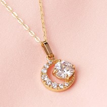 주리에떼 14K 목걸이 패션 데일리 심플 여자 우정 초승달 금목걸이 핑크골드 루나 기념일 선물