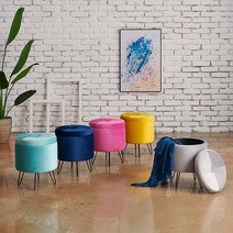 [솔직한가격] A7291 벨벳 원형 수납스툴 블랙 5colors가구전문점 빠른대응, 민트
