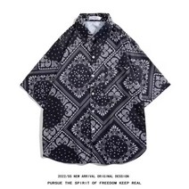 일본계 ins 항구풍 여름 반팔 플라워 셔츠 남녀 빈티지 깡패 멋쟁이 하와이 비치 커플 루즈핏 셔츠