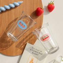 후르츠 전사 유리컵 4종 홈카페 빈티지 과일 카페 심플 자취방 스튜디오609, 복숭아패턴