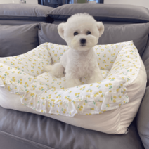강아지침대 말티즈 방석 강아지 쿠션 대형 애견 탈부착 발판 고양이 반려견 쇼파 특대형 침대 뽀리진 마약방석, XL-90*70*20(15kg), 살구색+체리 패턴