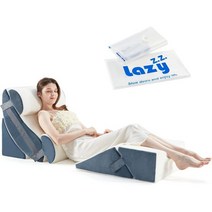 Lazyzizi 6피스 정형외과 침대 웨지 베개 세트 메모리 폼 무릎 요추 및 허리 완화 조절 가능한 - 산성 역류 코골이 방지 위식도 역류 수면 그레이, 회색.
