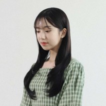칼단발 추천 여성 U자 반가발 볼륨매직 C컬펌 웨이브 롱헤어 가발, 내츄럴 블랙