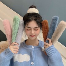 앙고라 퍼 당고 머리 밴드 똥 스틱 올림 메이커 만두 헤어 후크 슈슈 만들기 털스크런치, 딥블루