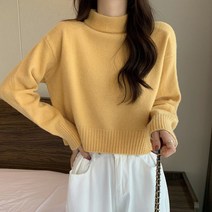 [랜덤플레이] 베이직 데일리룩 반폴라 하프 니트