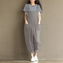 FANSYLI 여성 봄 여름 린넨 멜빵 와이드 점프슈트230306F01