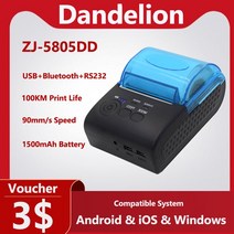 카드 포스기 POs 이지체크 단말기 신화포 ZJ-5805DD 휴대용 블루투스 열전사 프린터 안드로이드 POS-5805D, 01 ZJ-5805DD Printer_02 미국 플러그
