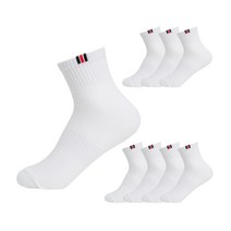 [핀백]남성용 삼선 포인트 컬러 중목 발등밴드 양말 화이트(8족)